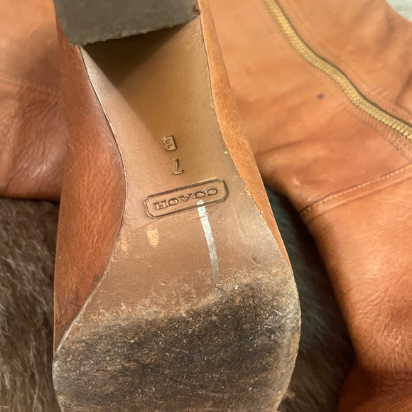 Coach Tan Heeled Boots with Tassel Detail - Picture 3 of 6